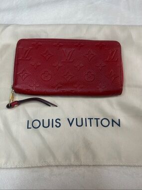 Louis Vuitton Red Empriente Monogram Embossed Zippy Wallet like New